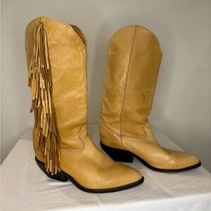 Zodiac Leather Fringe Cowgirl Boots
